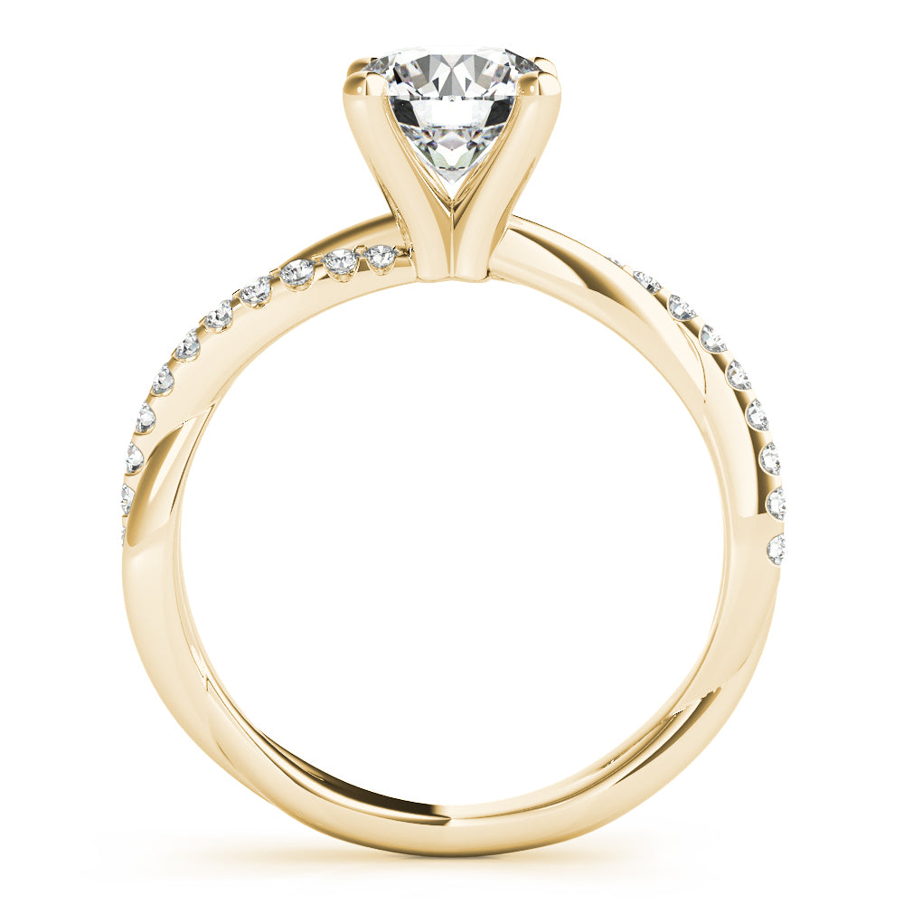 18K Yellow Gold Round Diamond Engagement Ring