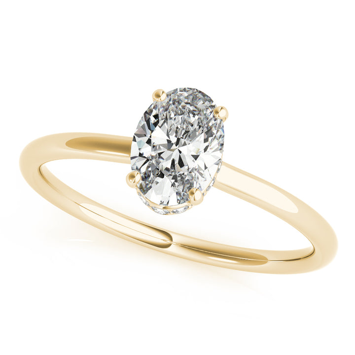 18K Yellow Gold Oval Diamond Halo Engagement Ring
