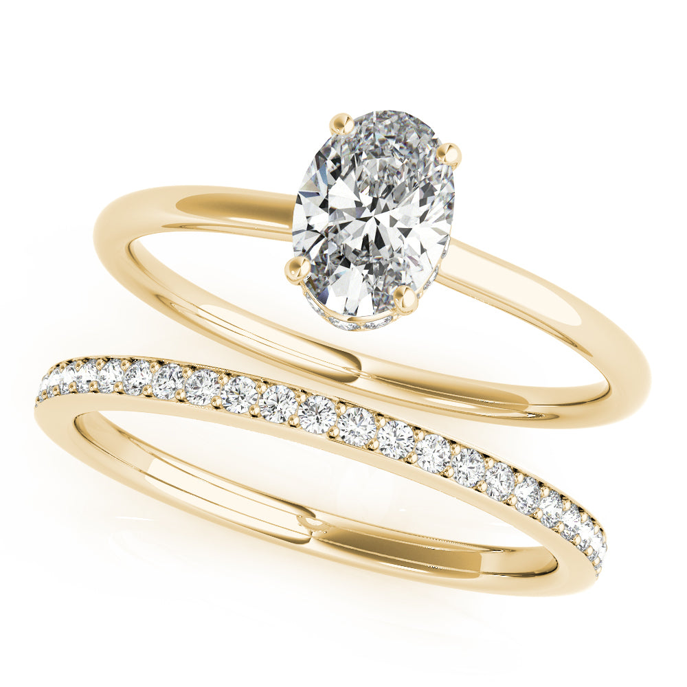 18K Yellow Gold Oval Diamond Halo Engagement Ring
