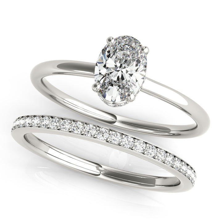 Platinum White Diamond Oval Halo Engagement Ring