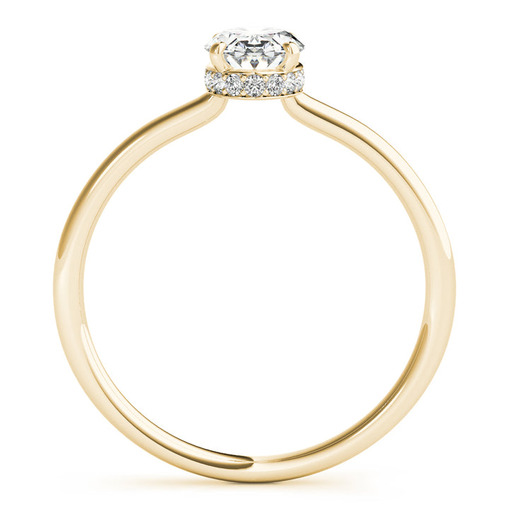 18K Yellow Gold Oval Diamond Halo Engagement Ring