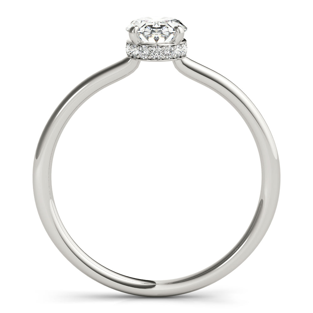18K White Gold Oval Diamond Engagement Ring with Halo