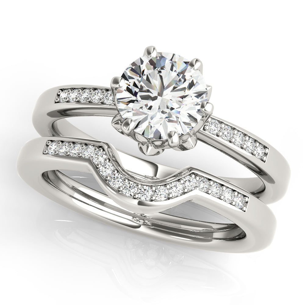 Diamond White Gold Single Row Engagement Ring