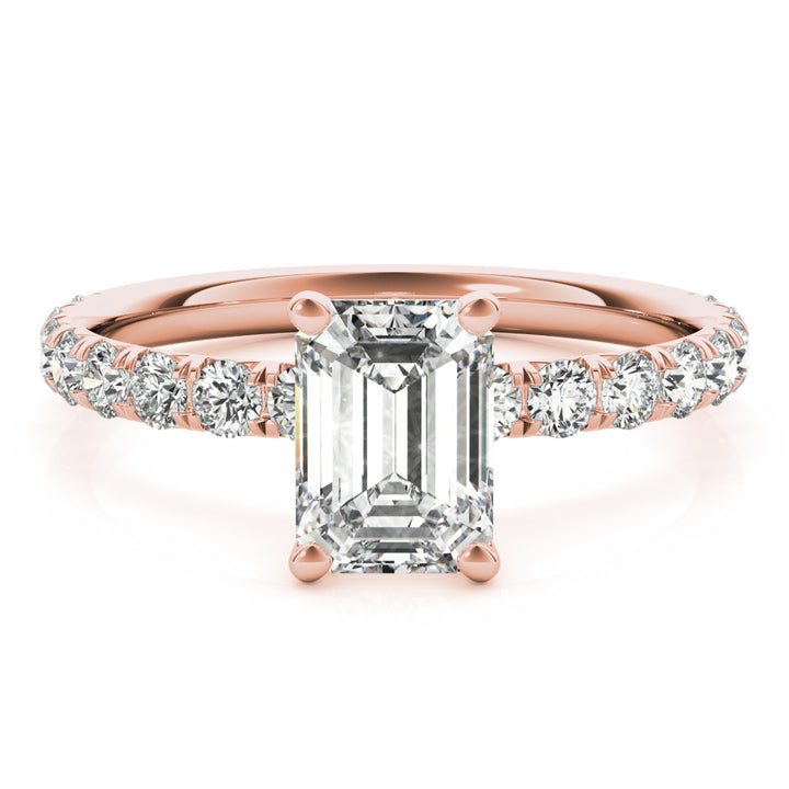 Rose Gold Emerald Diamond Engagement Ring 1/2 CT