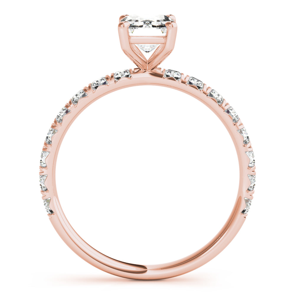 Rose Gold Emerald Diamond Engagement Ring 1/2 CT