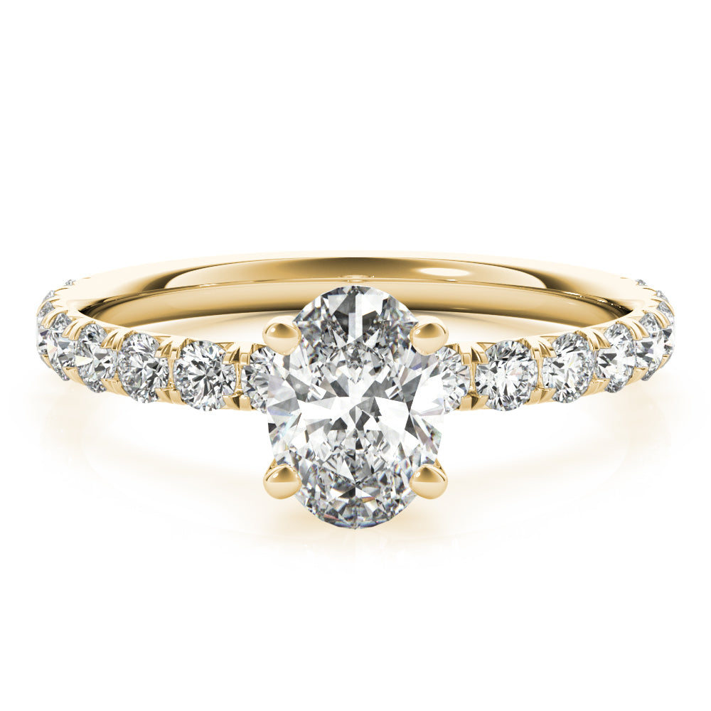 14K Yellow Gold Oval Diamond Engagement Ring
