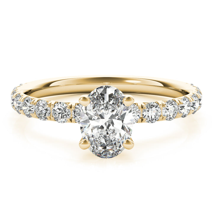 14K Yellow Gold Oval Diamond Engagement Ring