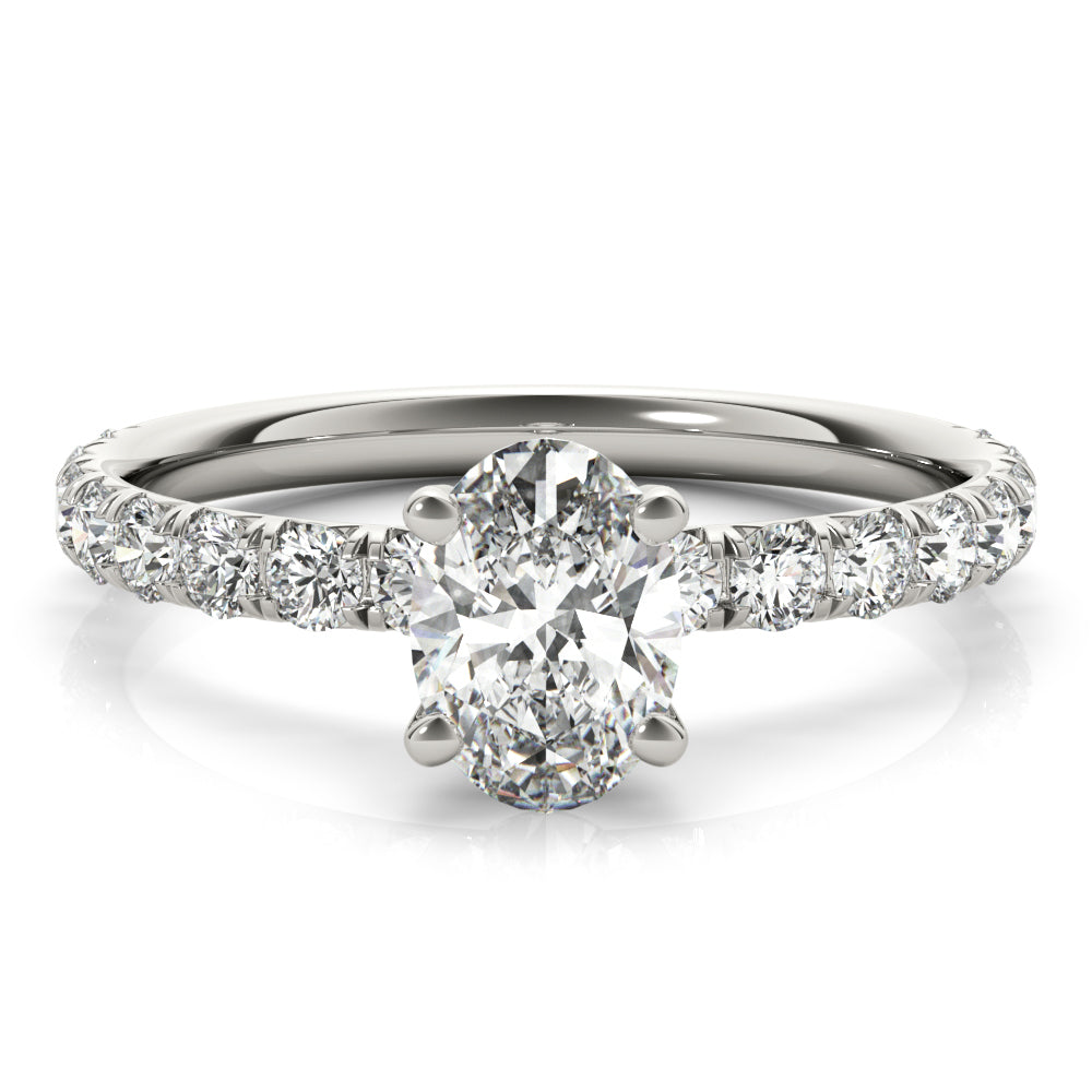 Oval Diamond Single Row Engagement Ring
