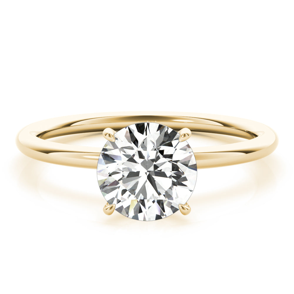 18K Yellow Gold Round Diamond Halo Engagement Ring