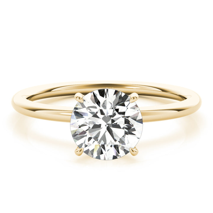 18K Yellow Gold Round Diamond Halo Engagement Ring