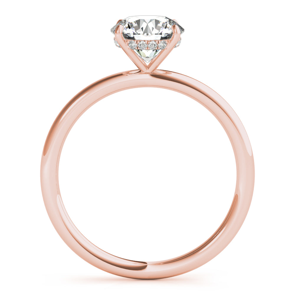14K Rose Gold Round Diamond Halo Engagement Ring