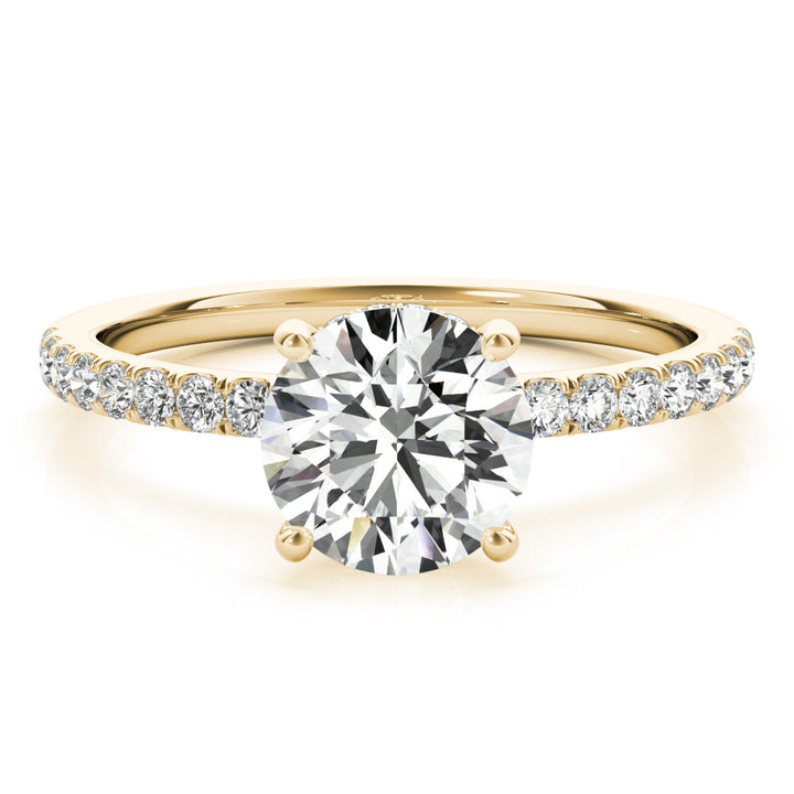 14K Yellow Gold Round Diamond Halo Engagement Ring