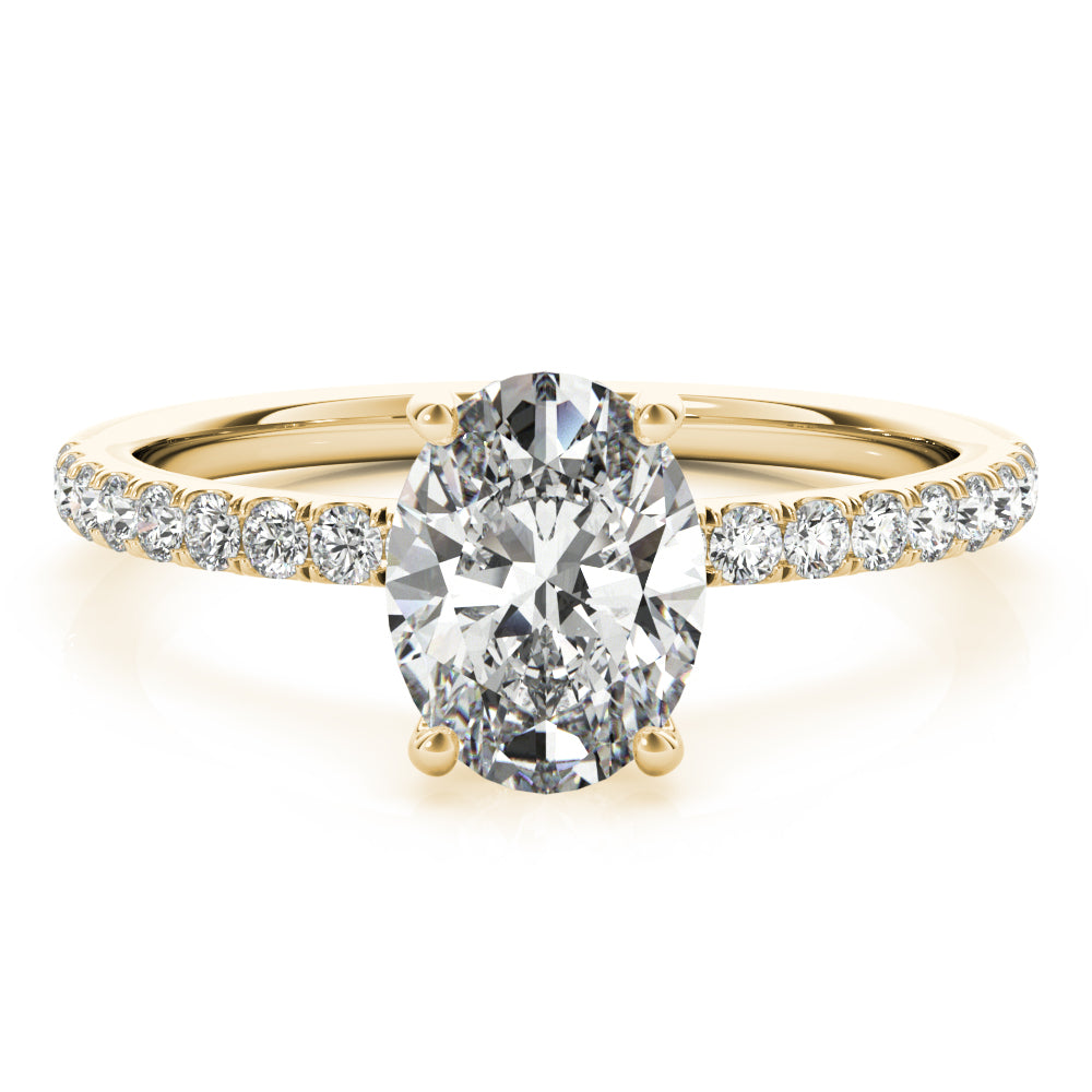 14K Yellow Gold Oval Diamond Engagement Ring with Halo