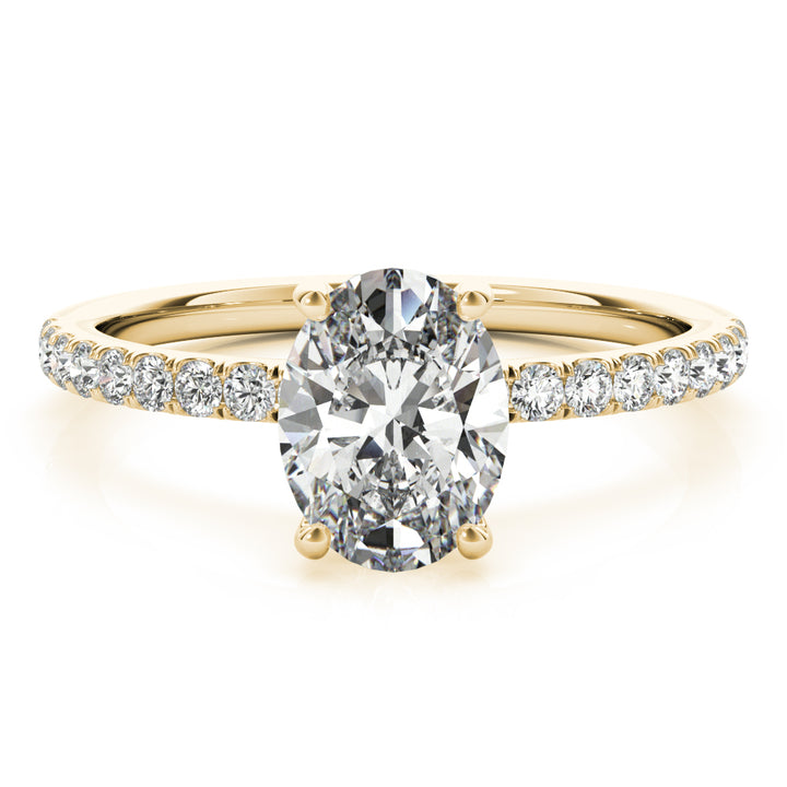14K Yellow Gold Oval Diamond Engagement Ring with Halo