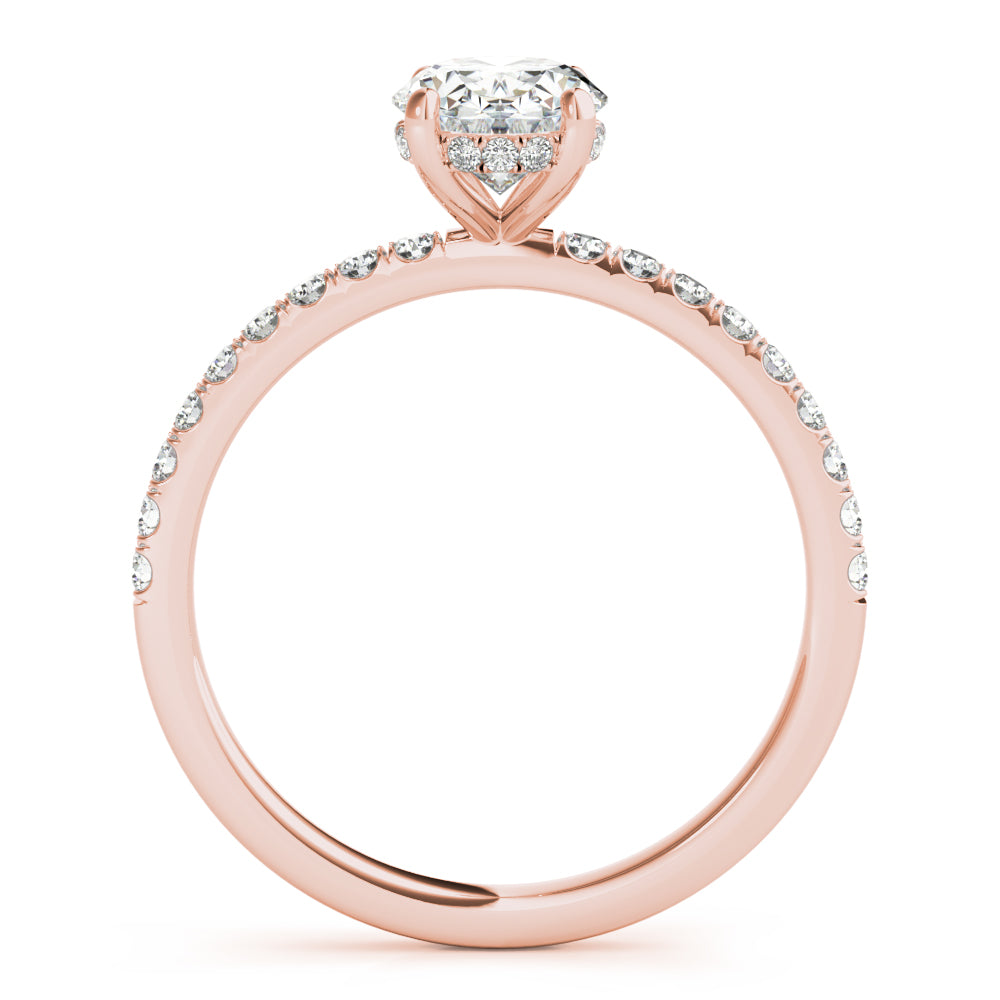 18K Rose Gold Oval Diamond Halo Engagement Ring