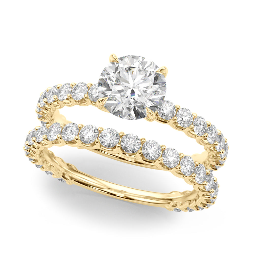 14K Yellow Gold Round Diamond Engagement Ring