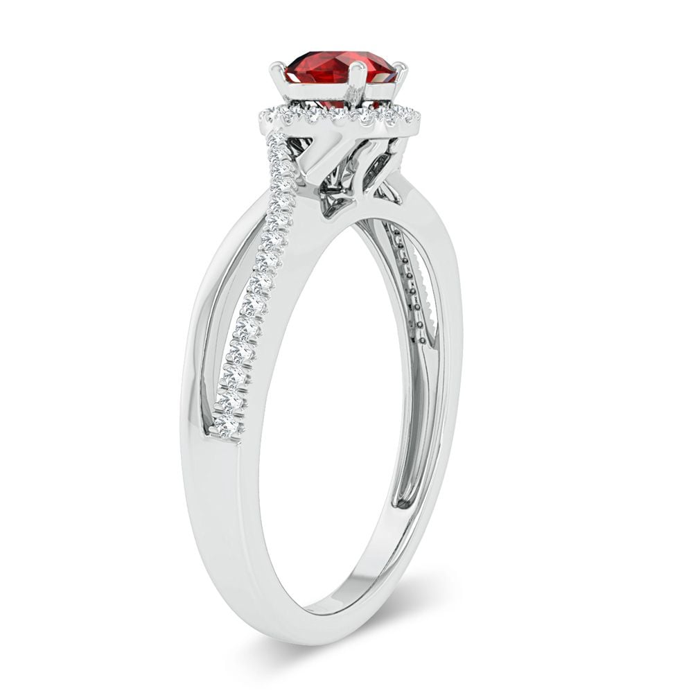 14K 0.10ct Diamond Ruby Ring