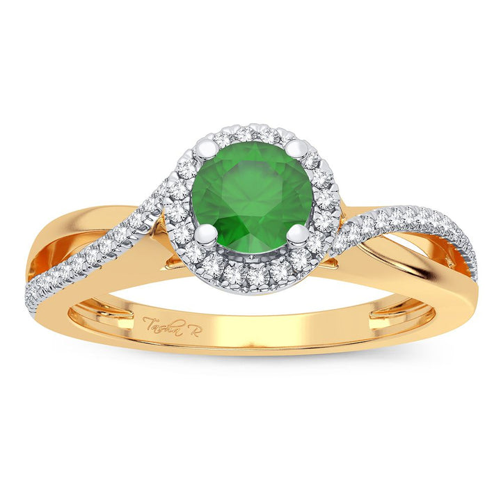 14K 0.10CT Diamond Emerald Ring