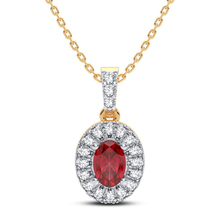 14K 0.35CT Diamond Ruby Pendant