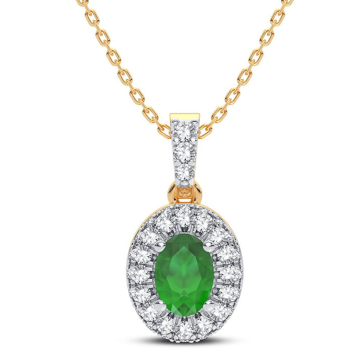 14K 0.35CT Diamond Emerald Pendant