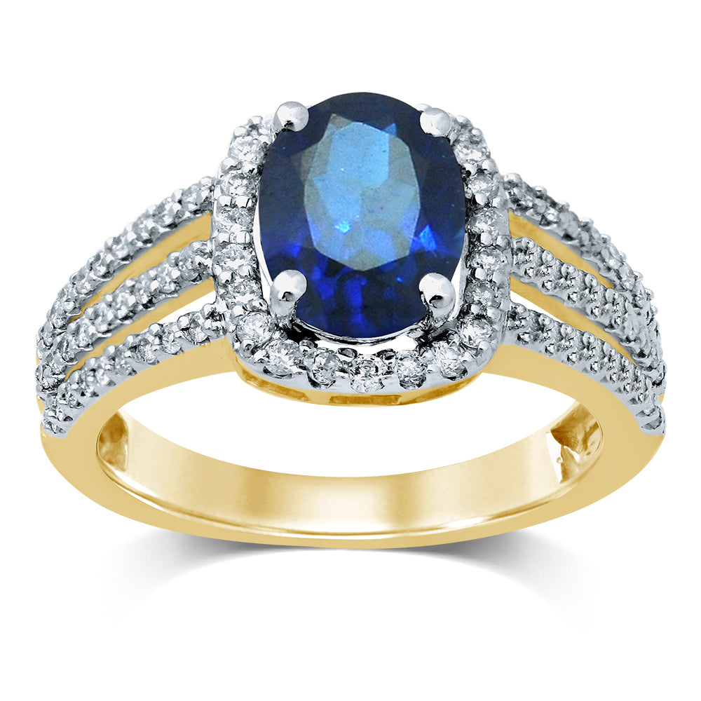 14K Diamond Sapphire Ring