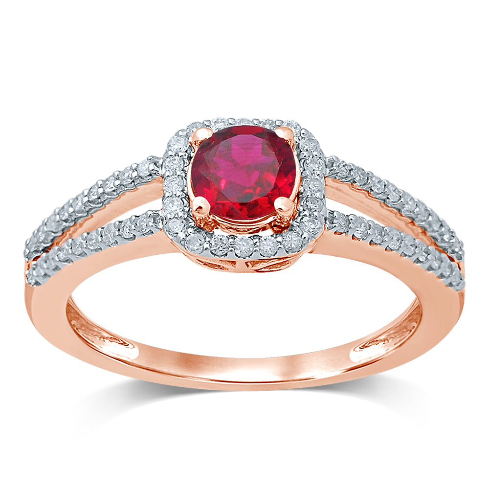 14K 0.25 CT Diamond RUBY RING