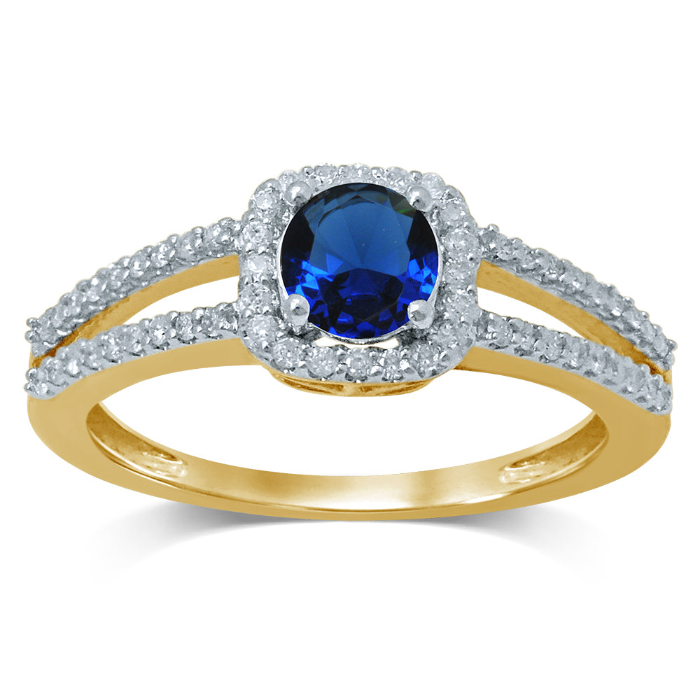 14K 0.25CT Diamond Sapphire Ring