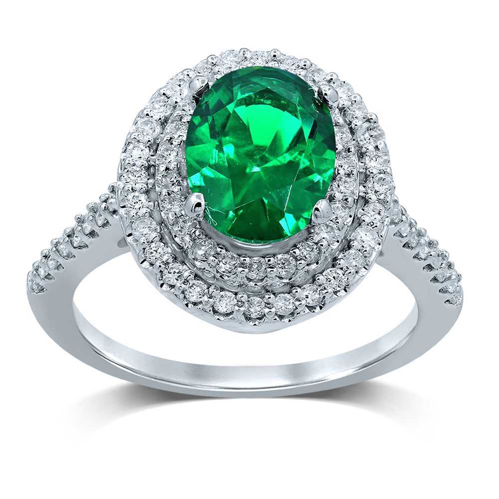 14K 0.50CT Diamond Emerald Ring