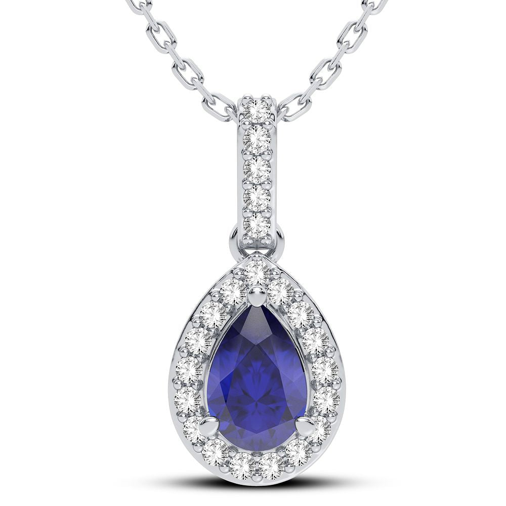 14K 0.10CT Diamond Sapphire Pendant