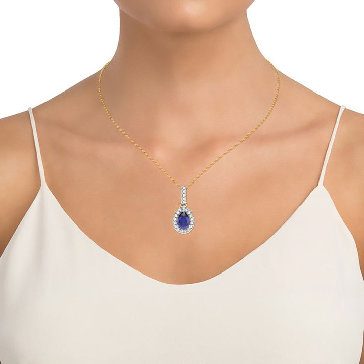 14K 0.10CT Diamond Sapphire Pendant