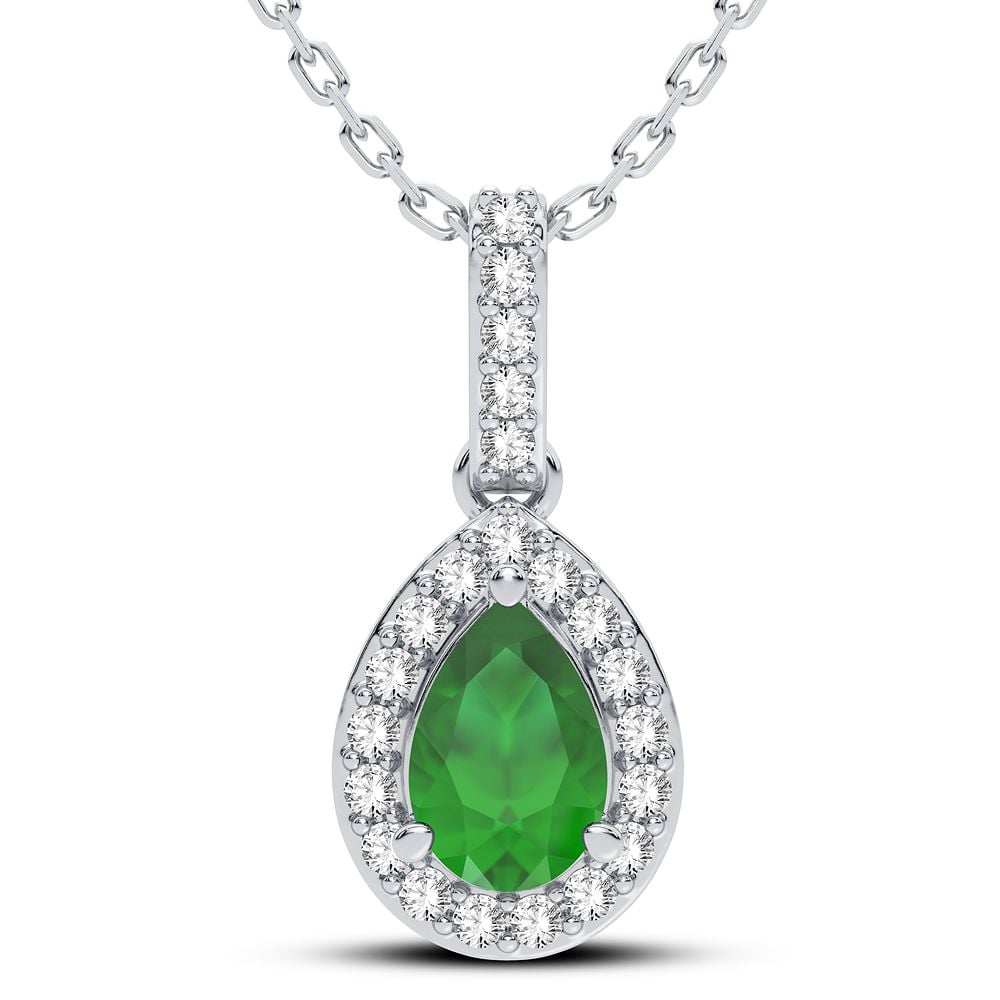 Exquisite 14K 0.10CT Diamond Emerald Pendant
