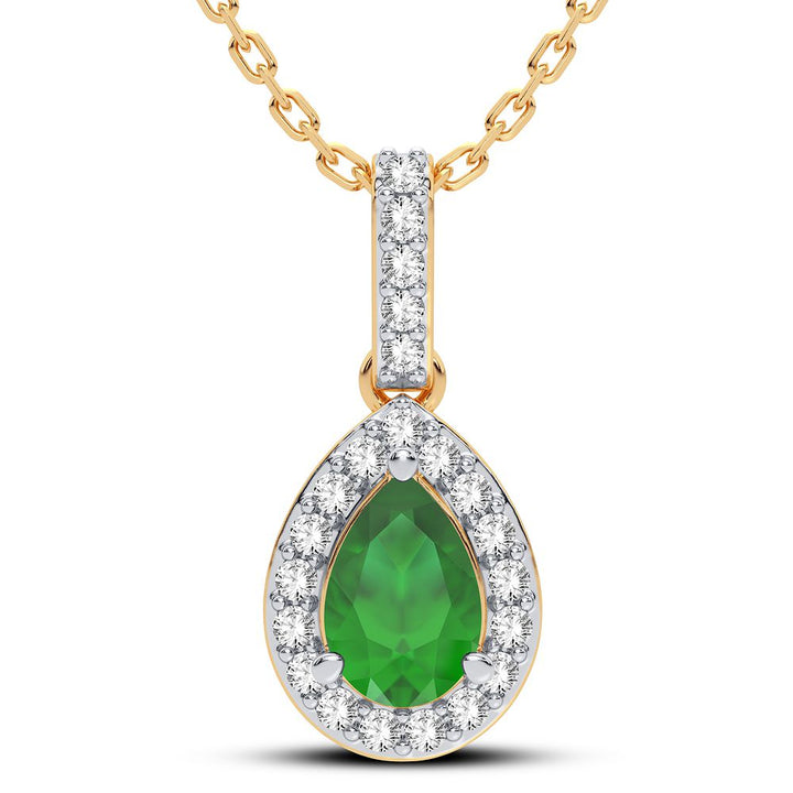 14K 0.10CT Diamond Emerald Pendant