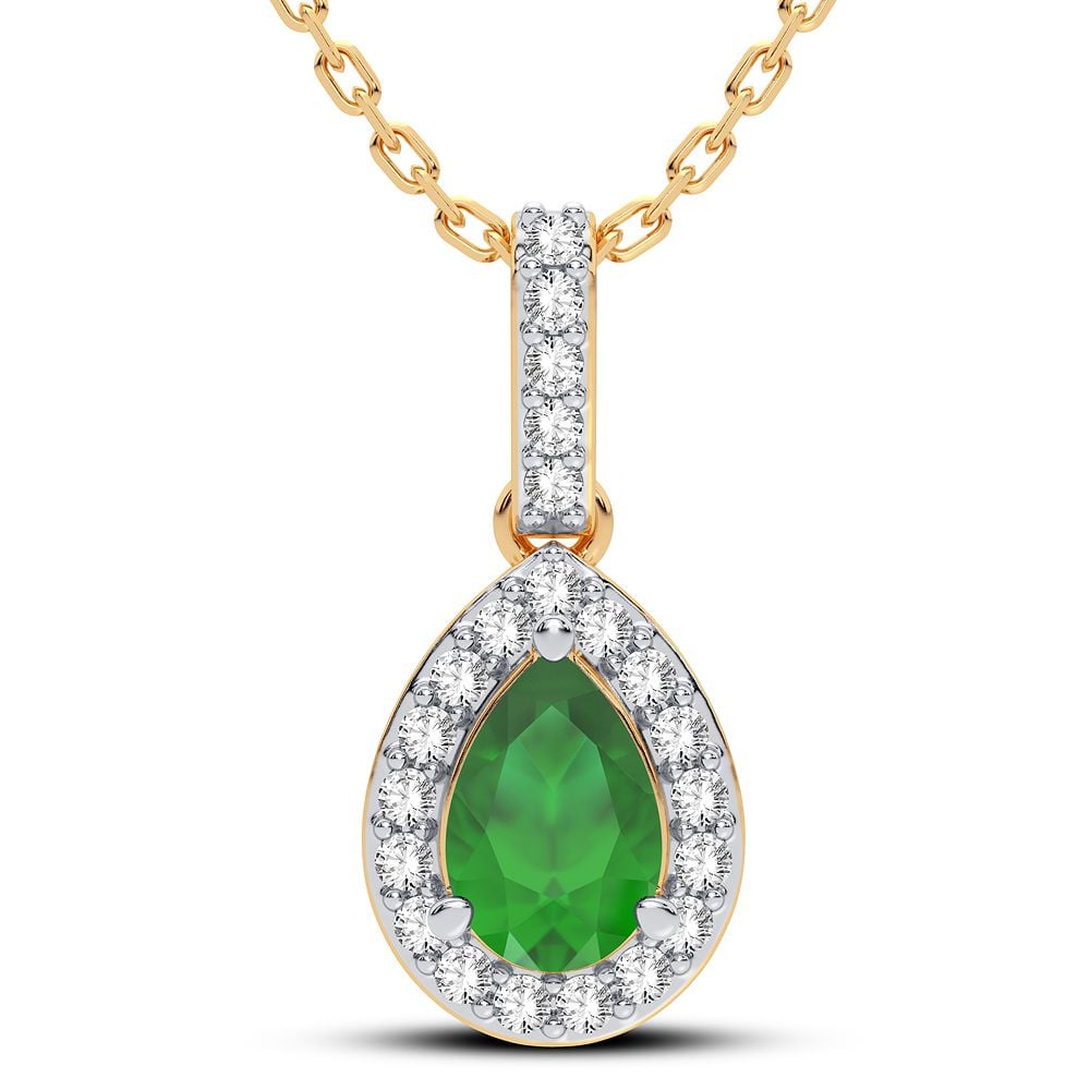 Gorgeous 14K 0.10CT Diamond Emerald Pendant