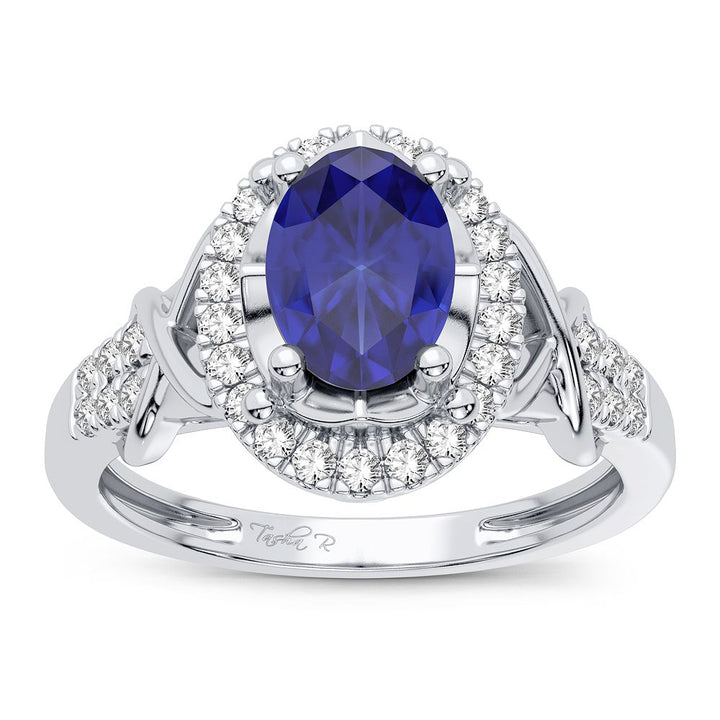 14K 0.16CT Diamond Sapphire Ring