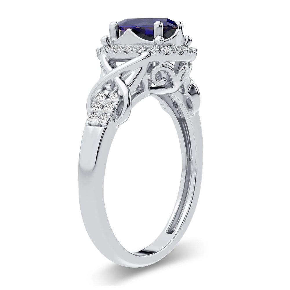 14K 0.16CT Diamond Sapphire Ring