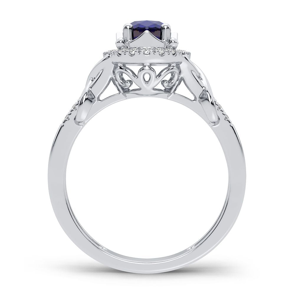 14K 0.16CT Diamond Sapphire Ring