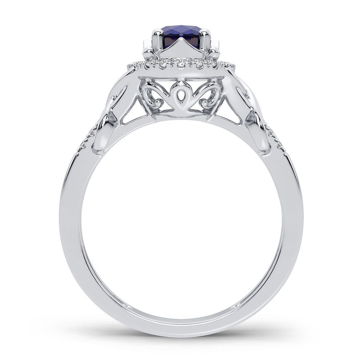 14K 0.16CT Diamond Sapphire Ring