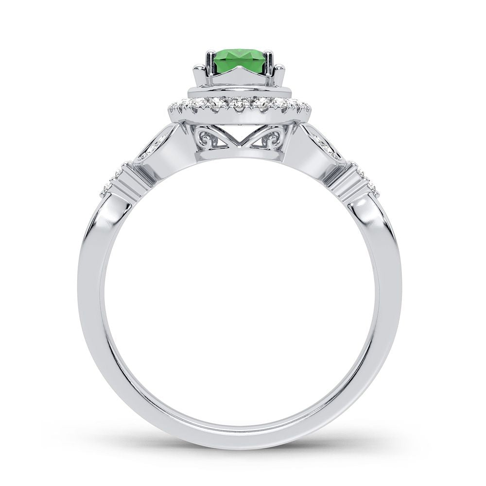 14K 0.20CT Diamond Emerald Ring