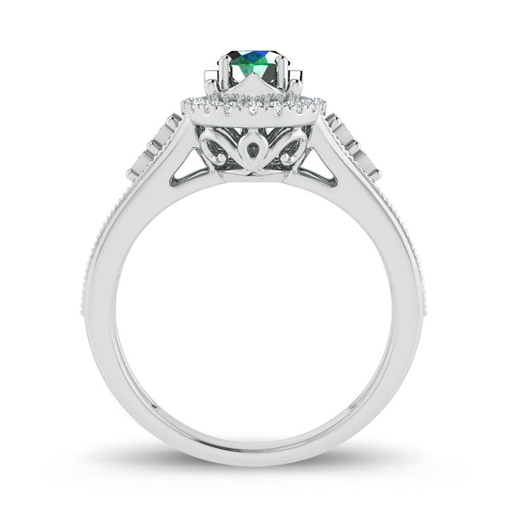 14K 0.10ct Diamond Emerald Ring
