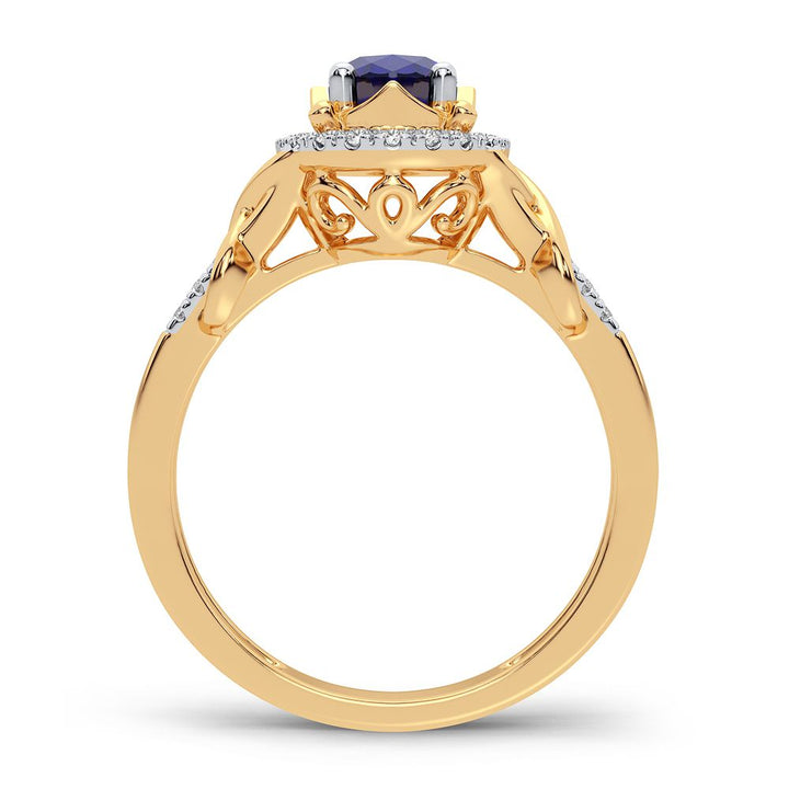 14K 0.16CT Diamond Sapphire Ring