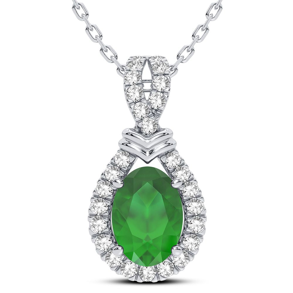 14K 0.14CT Diamond Emerald Pendant