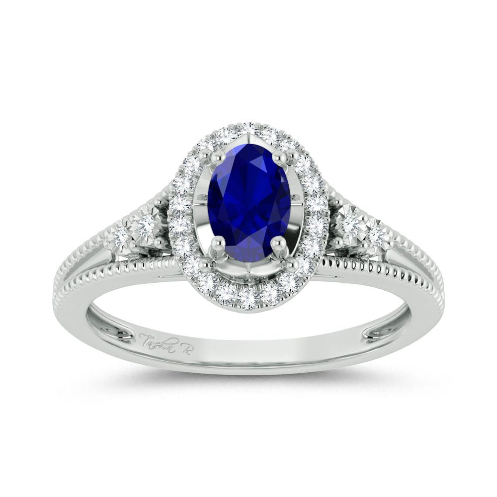 14K 0.10ct Diamond Sapphire Ring