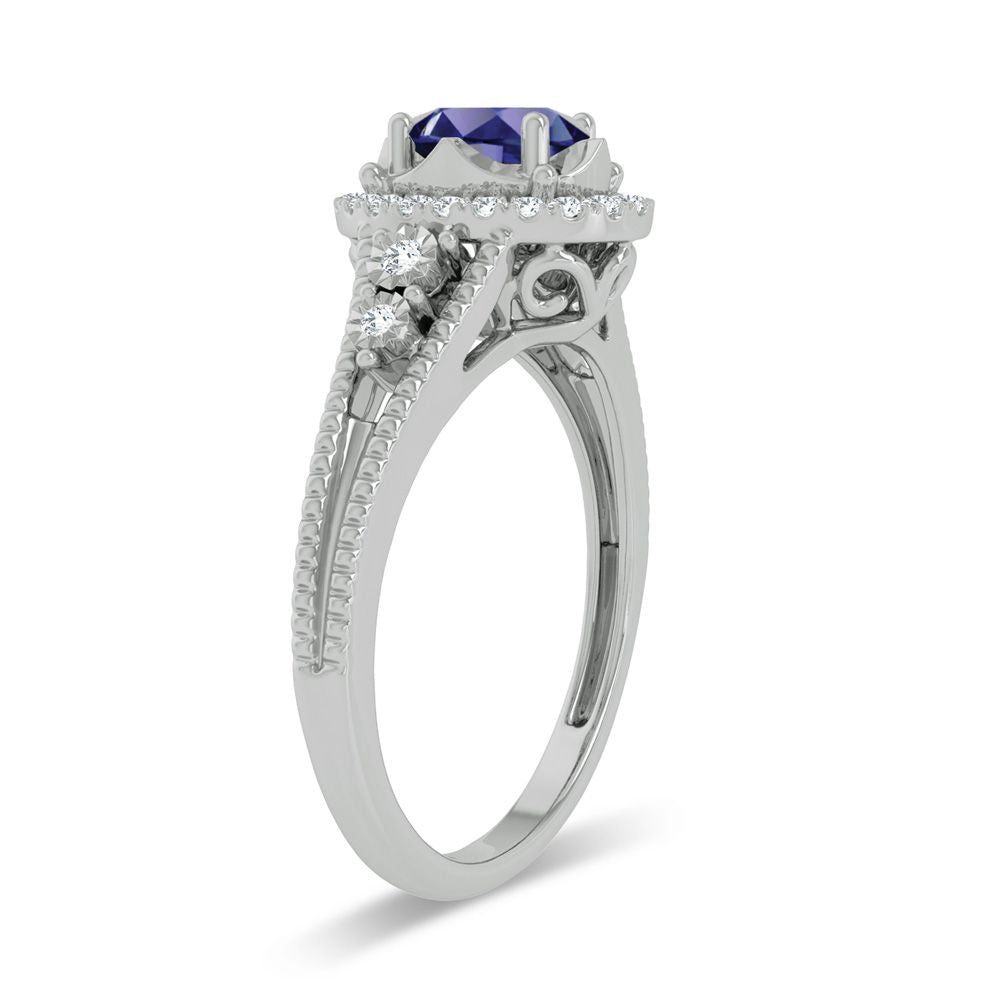 14K 0.10ct Diamond Sapphire Ring