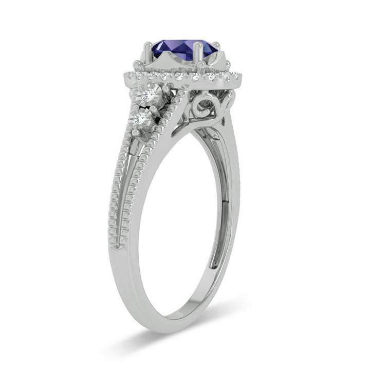 14K 0.10ct Diamond Sapphire Ring