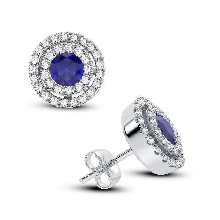 14K 0.28CT Diamond Sapphire Earring