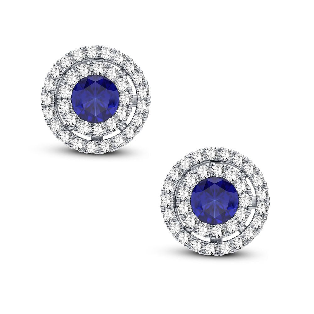 14K 0.28CT Diamond Sapphire Earring