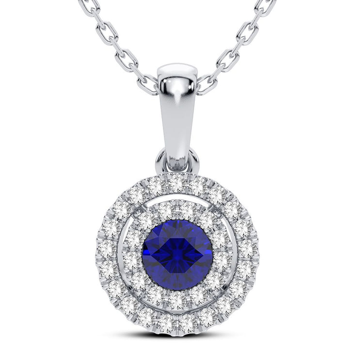 14K 0.14CT Diamond Sapphire Pendant