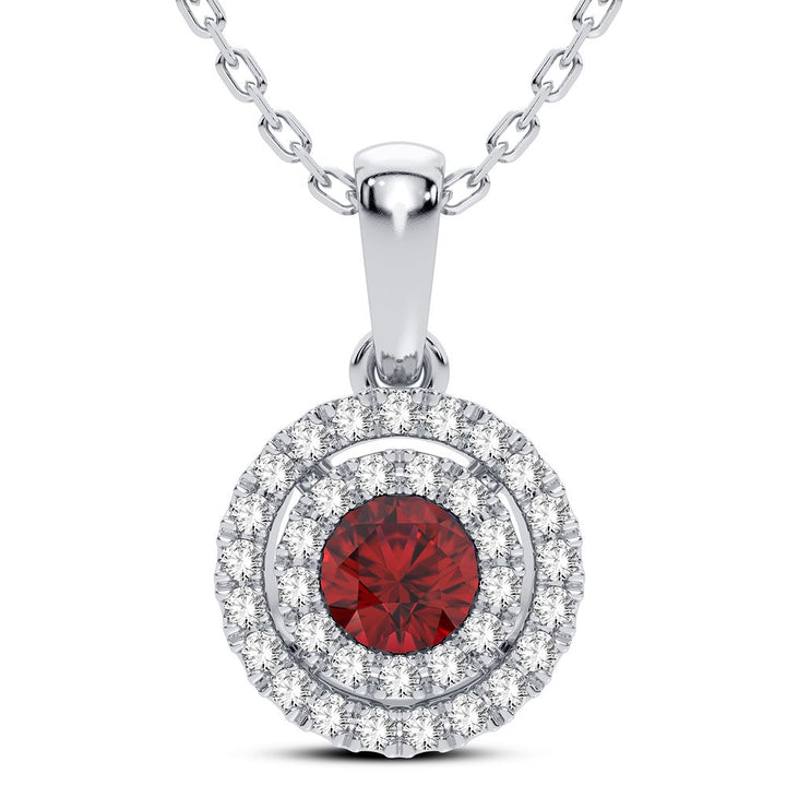 14K 0.14CT Diamond Ruby Pendant