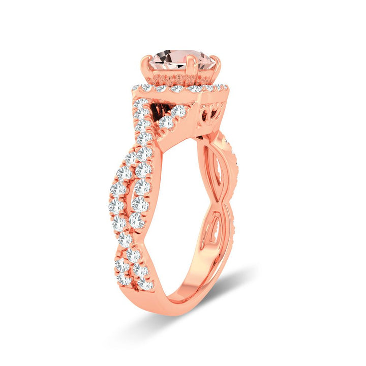 14K 0.62CT Diamond Morganite Ring