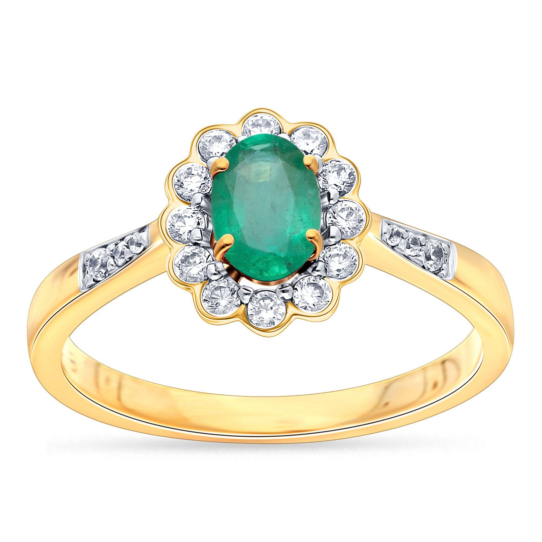 14K 0.22CT Diamond Emerald Ring